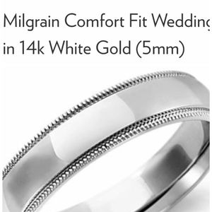 Wedding band  14 k white gold